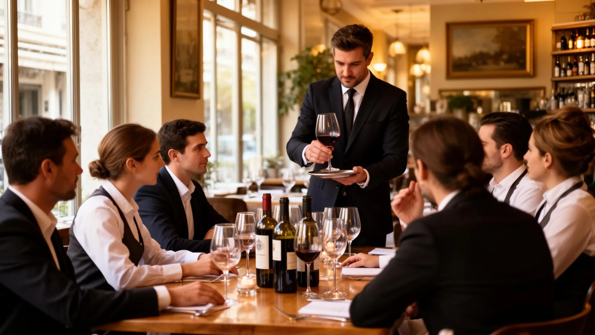 Workshop εκπαίδευσης σερβιτόρων και sommelier σε εστιατόριο της Αθήνας — SALA F&B training